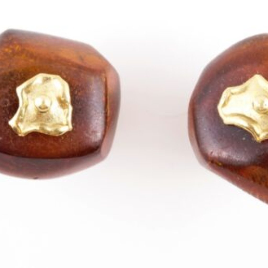 14 Kt Gold Baltic Amber Bead Earrings